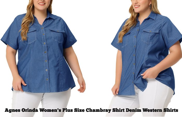 Plus Size Chambray Shirt Denim Western Shirts