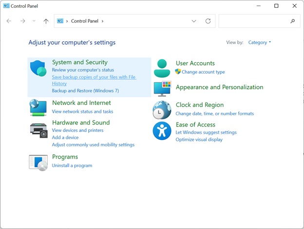 Steps to take a backup using File History on external HDD: