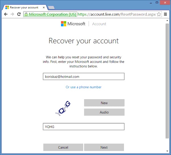 Using Microsoft Account Step 3