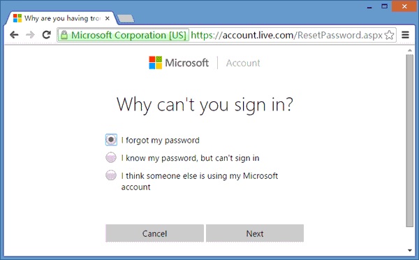 Using Microsoft Account Step 1